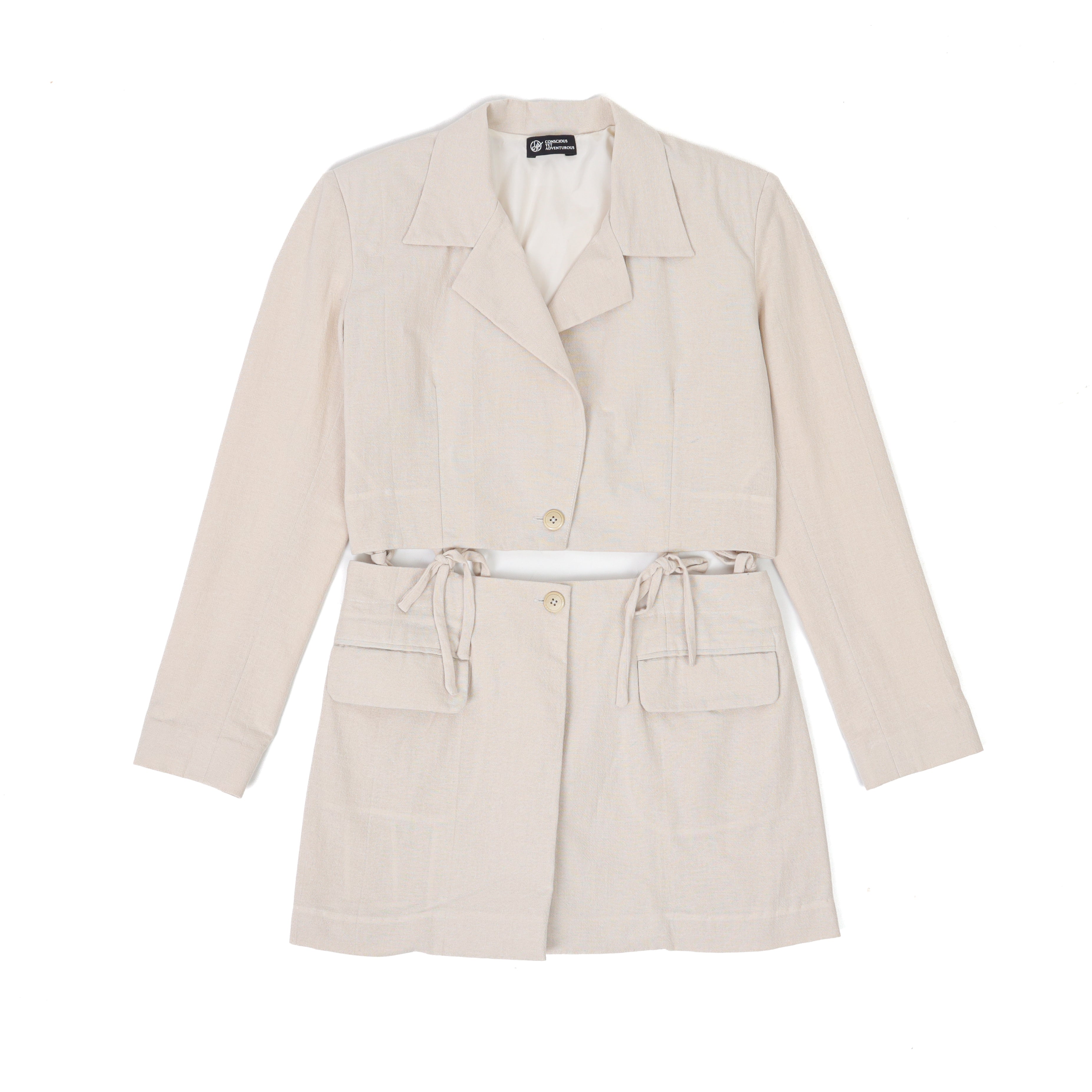 Detachable Cropped Linen Blazer