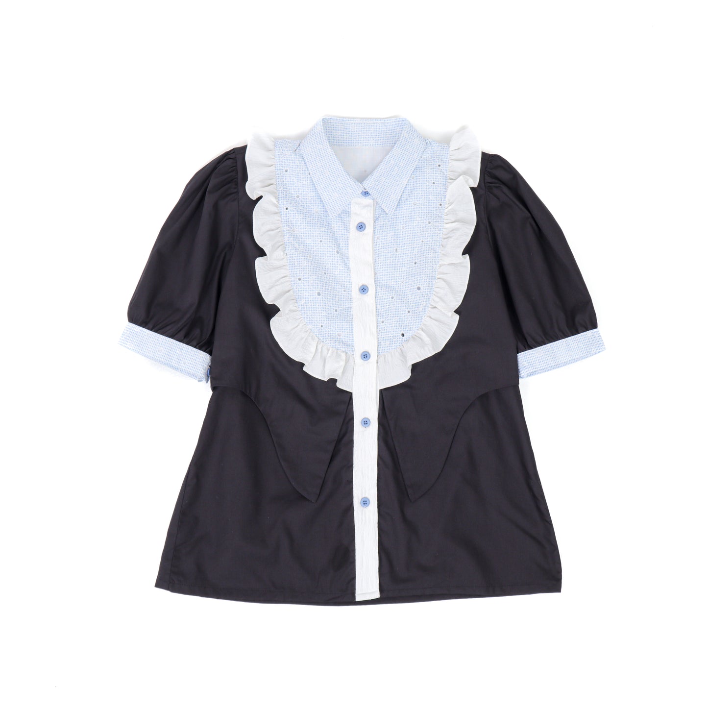 Ruffle Emboridery Vest Blouse