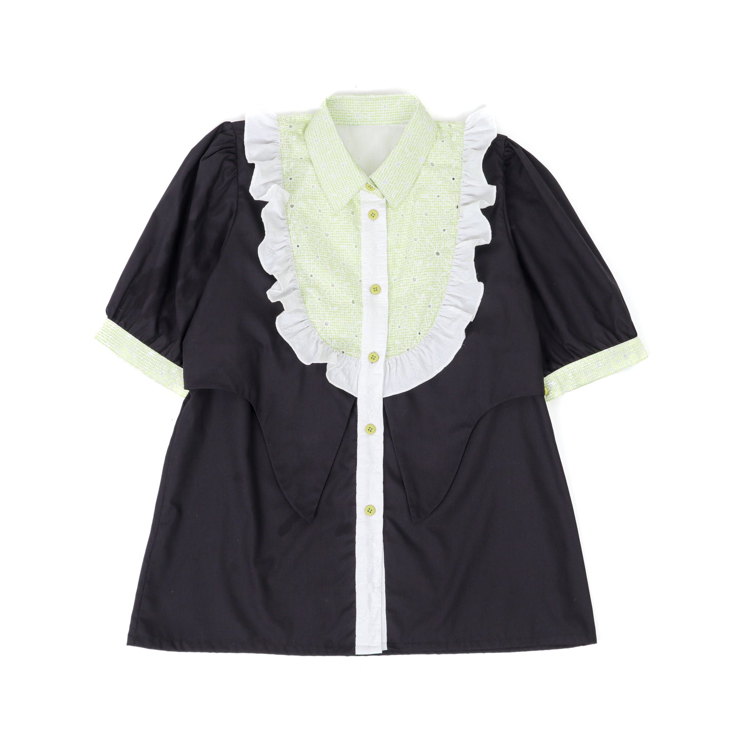 Ruffle Emboridery Vest Blouse